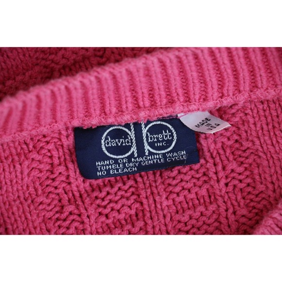VINTAGE David Brett Womens Knit Crew Neck Oversize Raglan Sweater Sz Large Pink - Picture 6 of 6